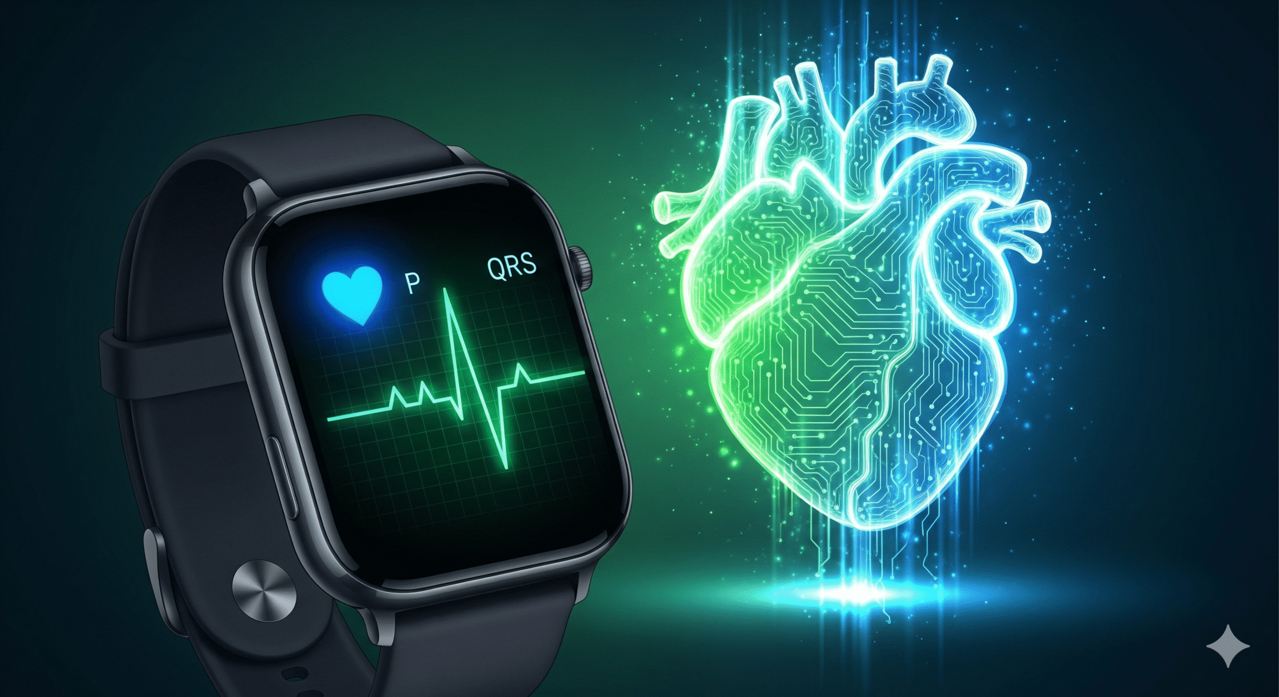 Ilustração de smartwatch com ECG